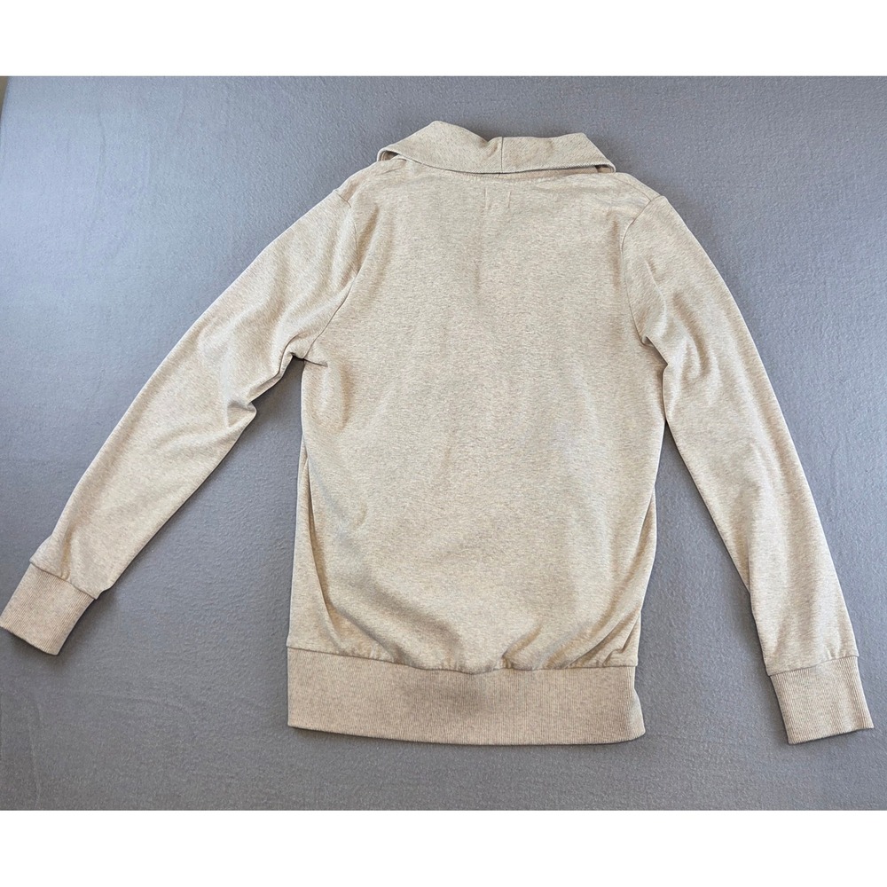 Banana Republic Oatmeal Shawl Collar Button Pullover Sweatshirt Sweater Womens L - Picture 6 of 8